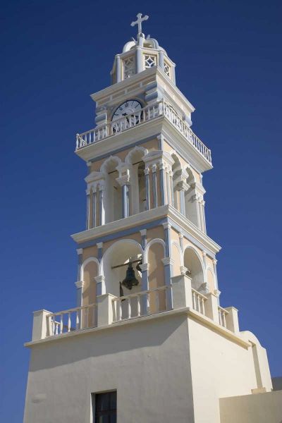 Greece, Santorini Ornate church clock tower